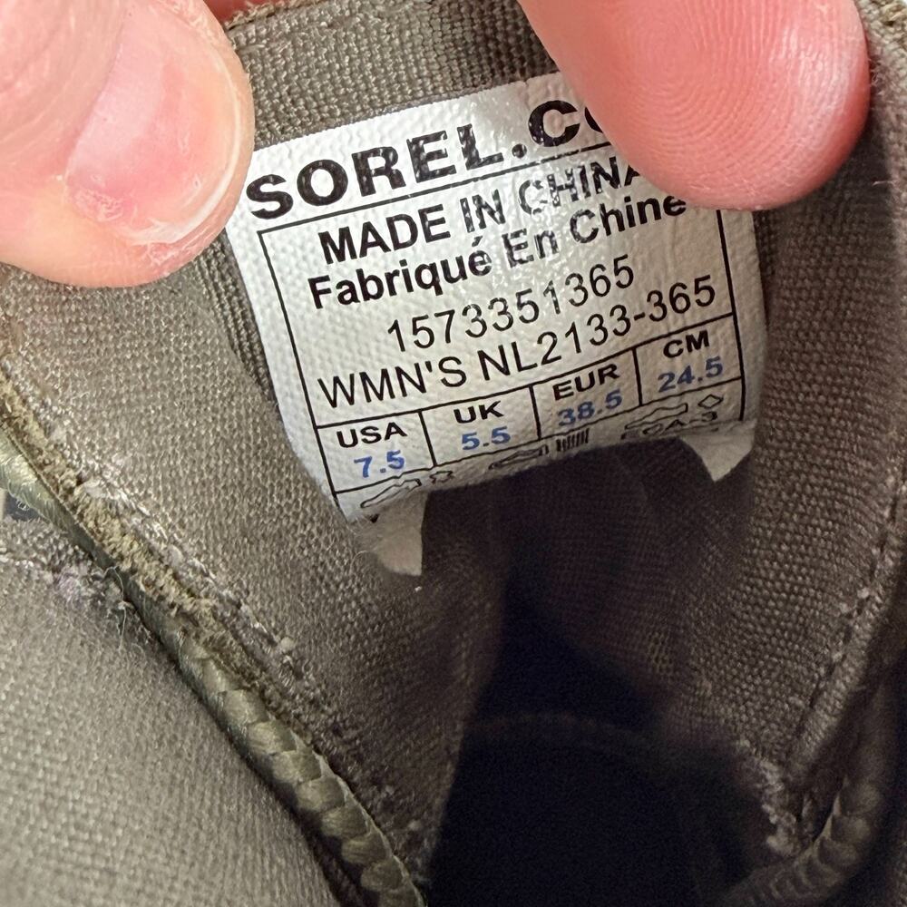 Sorel Out 'N About Duck Boots Women's 7.5 Green Black Leather Waterproof Lace-Up - Picture 9 of 9